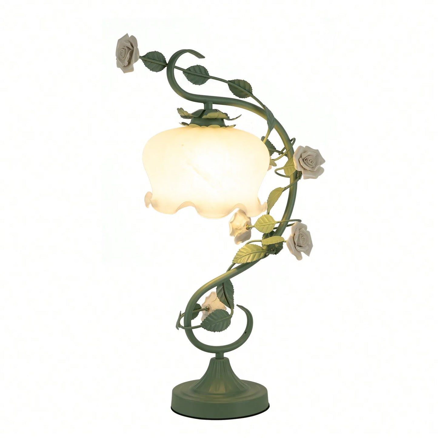 Stained Glass Flower Bedside Lamp With Nightstand Reading Light