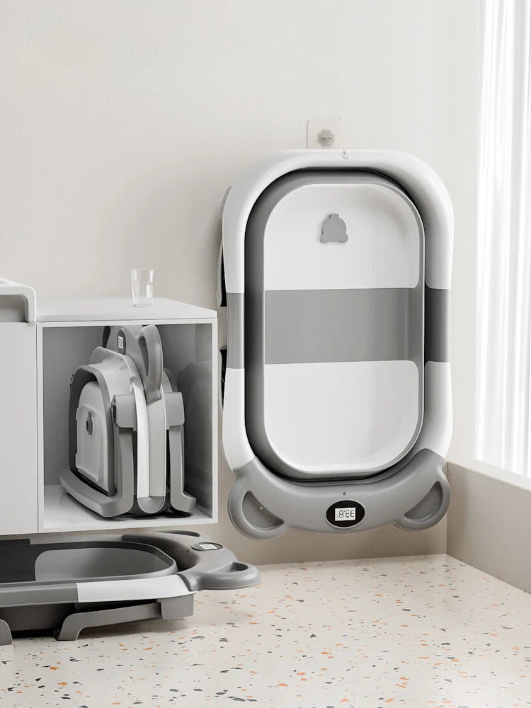 Portable Travel Baby Bathtub Collapsible With Thermometer And Drain