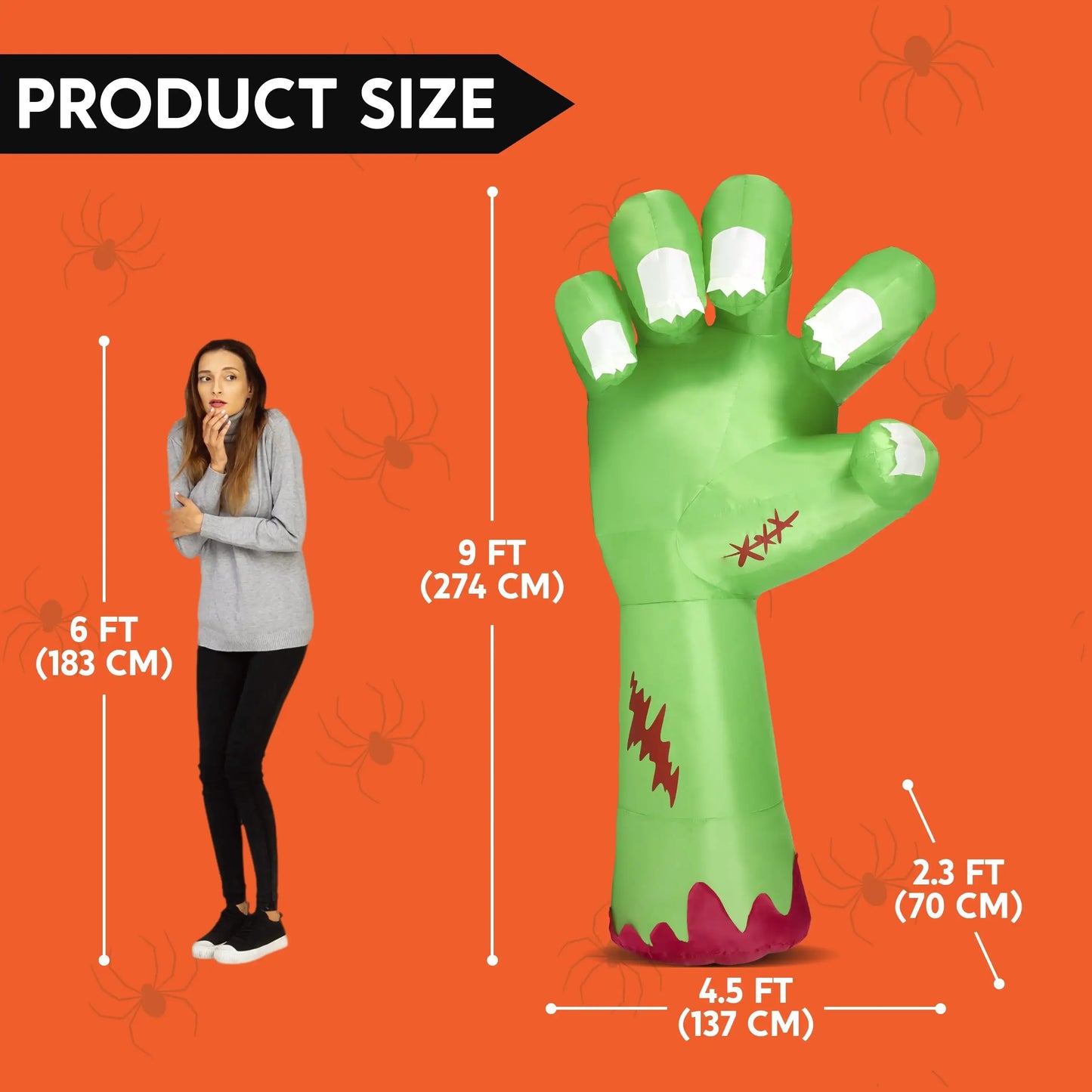 Joyfy Zombie Arm Inflatable With LEDs Outdoor Halloween Decoration