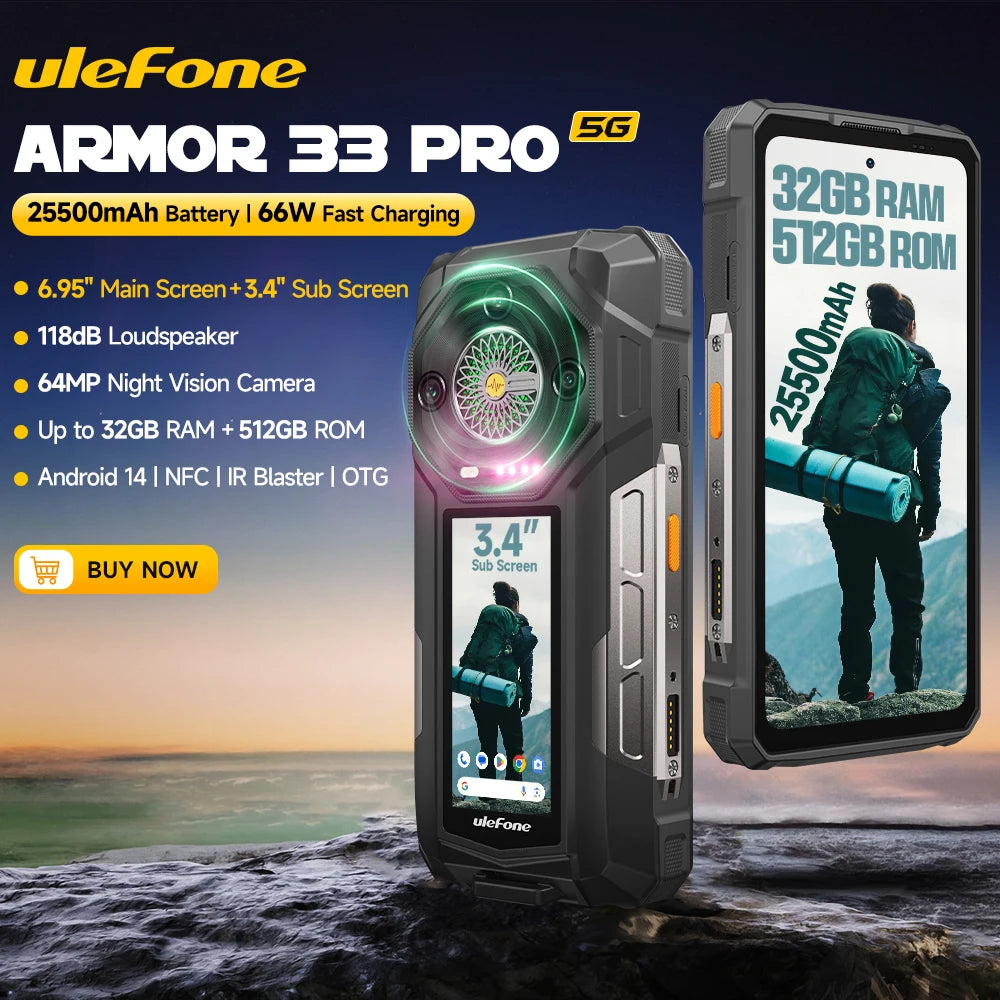 Ulefone Armor 33 Pro 5G Rugged Smartphone 512GB NFC