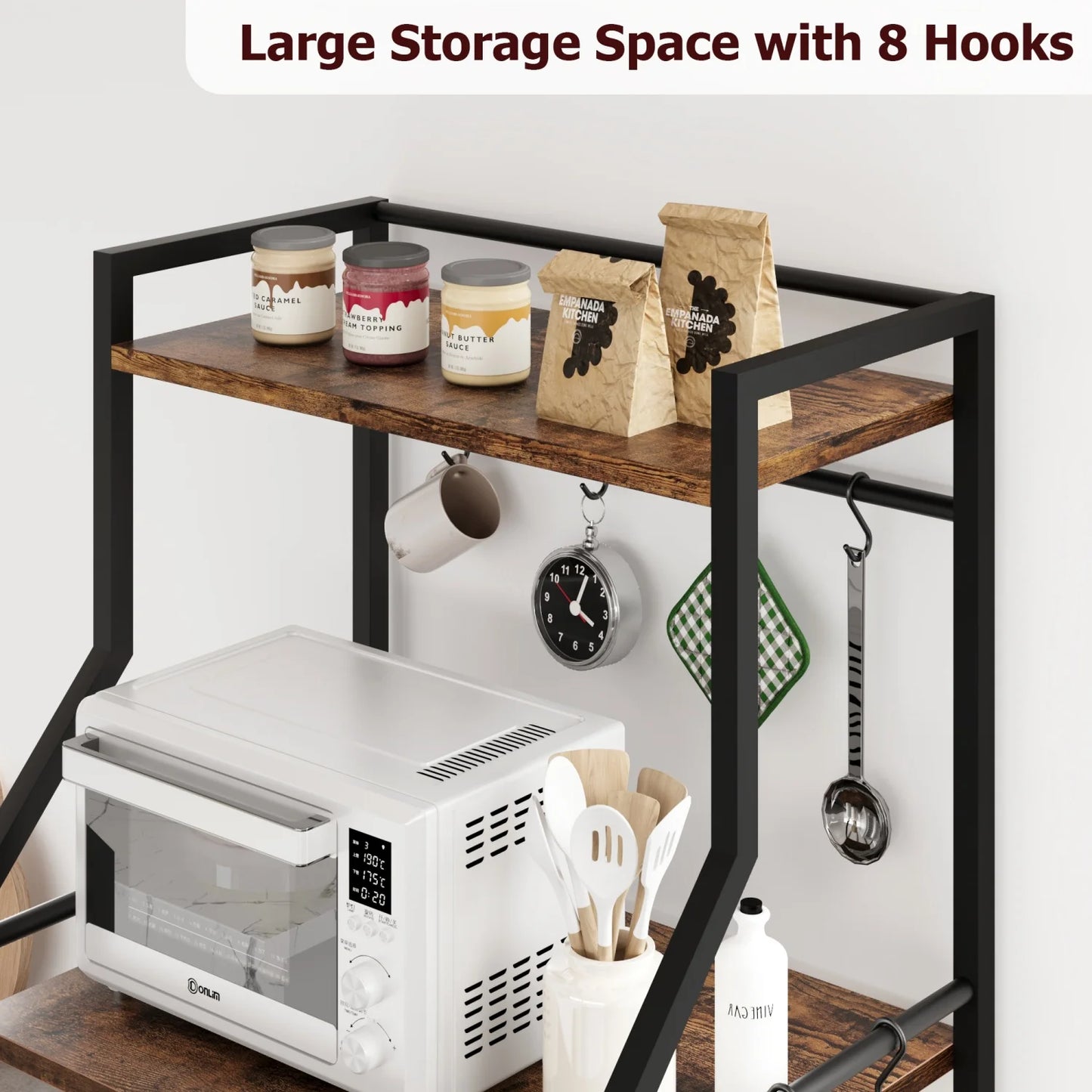 HiMISS Kitchen Bakers Rack Microwave Oven Stand With Wire Baskets