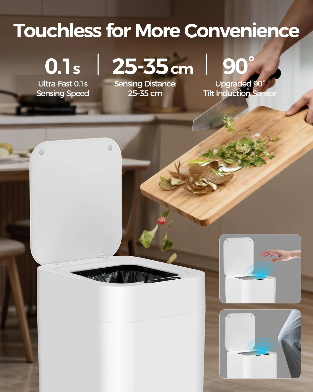 Automatic Touchless Trash Can With Motion Sensor And Self Sealing