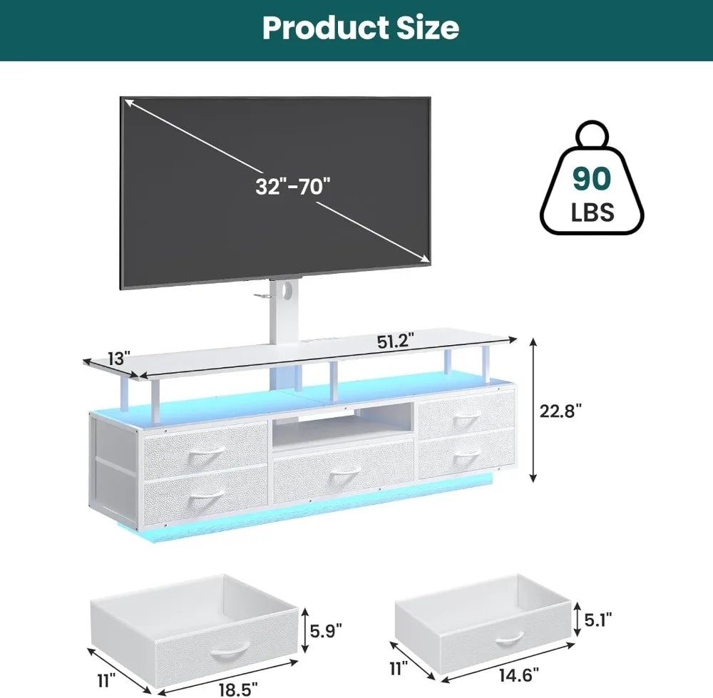 TV Stand With Mount Storage And Smart LED Lighting