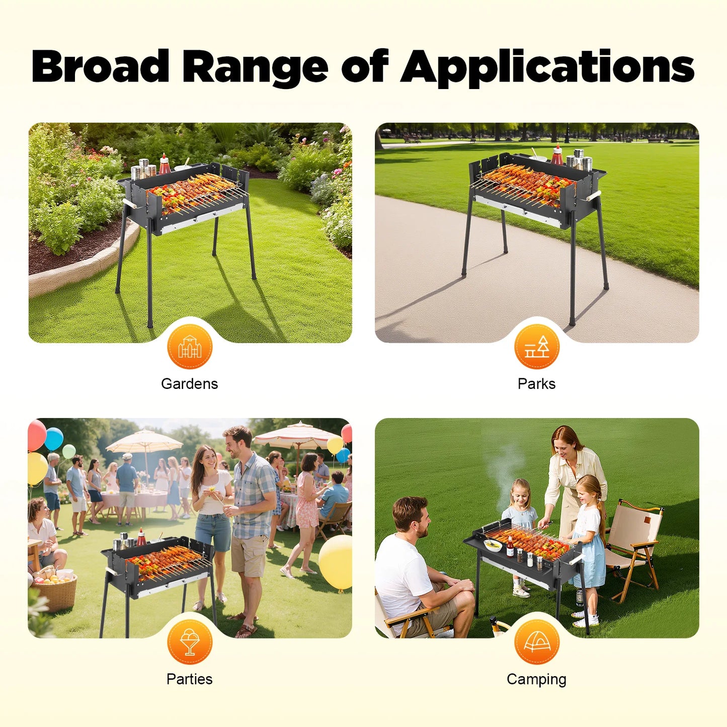 Bymaocar Barbecue Charcoal Grill Foldable Stainless Steel Portable