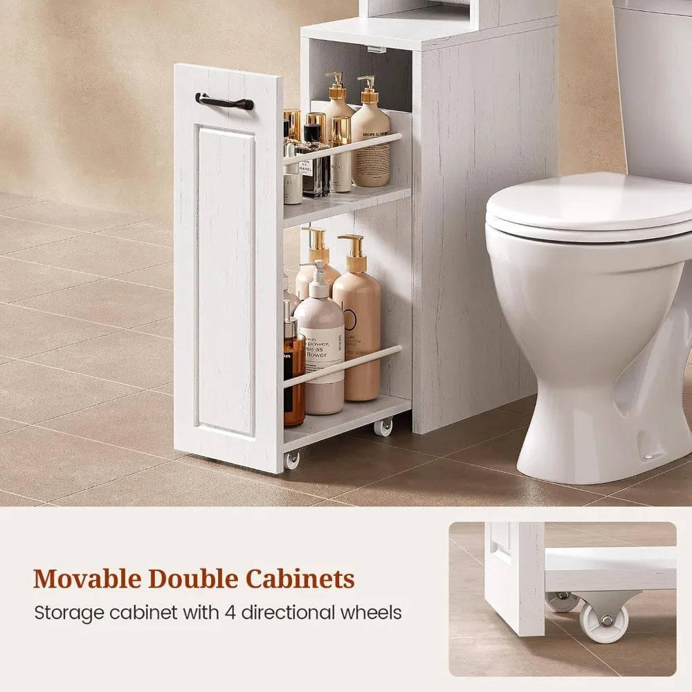 Farmhouse Over Toilet Storage Cabinet With Pulley And Adjustable Shelf