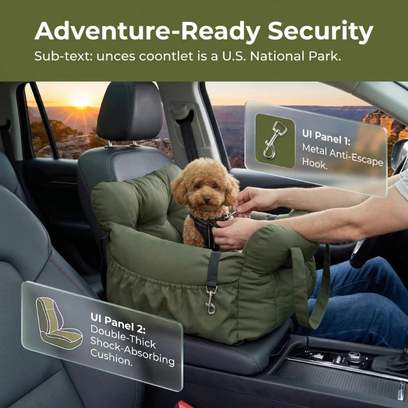 Dog Car Seat With Safety Belt Non Slip Pet TravelBed