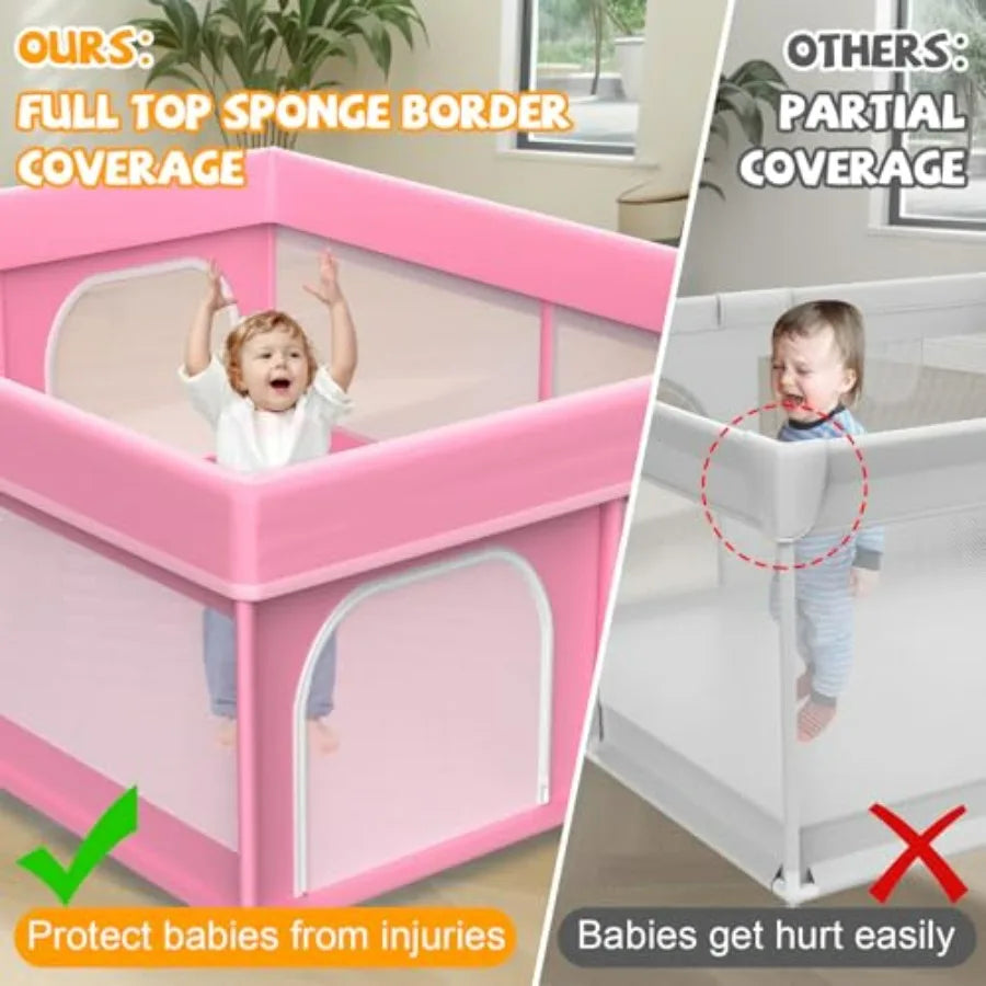 Baby Playpen With Mat For Babies And Toddlers Breathable Mesh