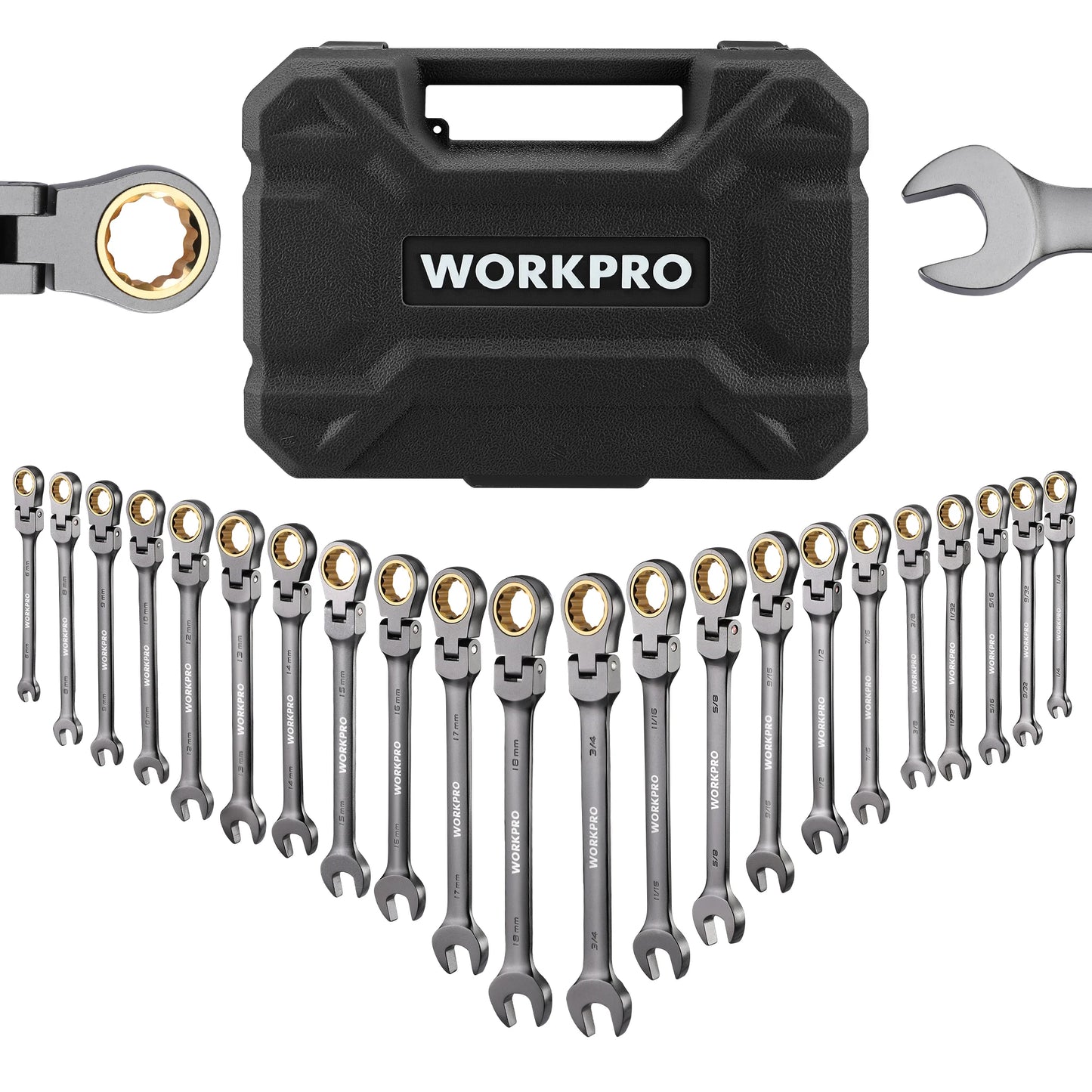 Workpro 21pc Ratcheting Wrench Set With Box 72 Teeth