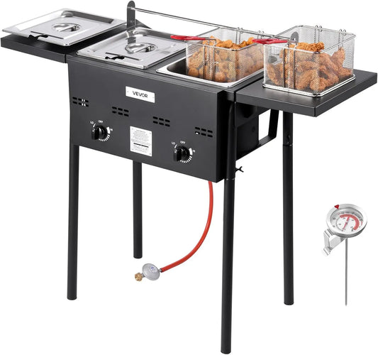 XMSJ Outdoor Propane Fryer Dual Tank Dual Basket For Restaurants