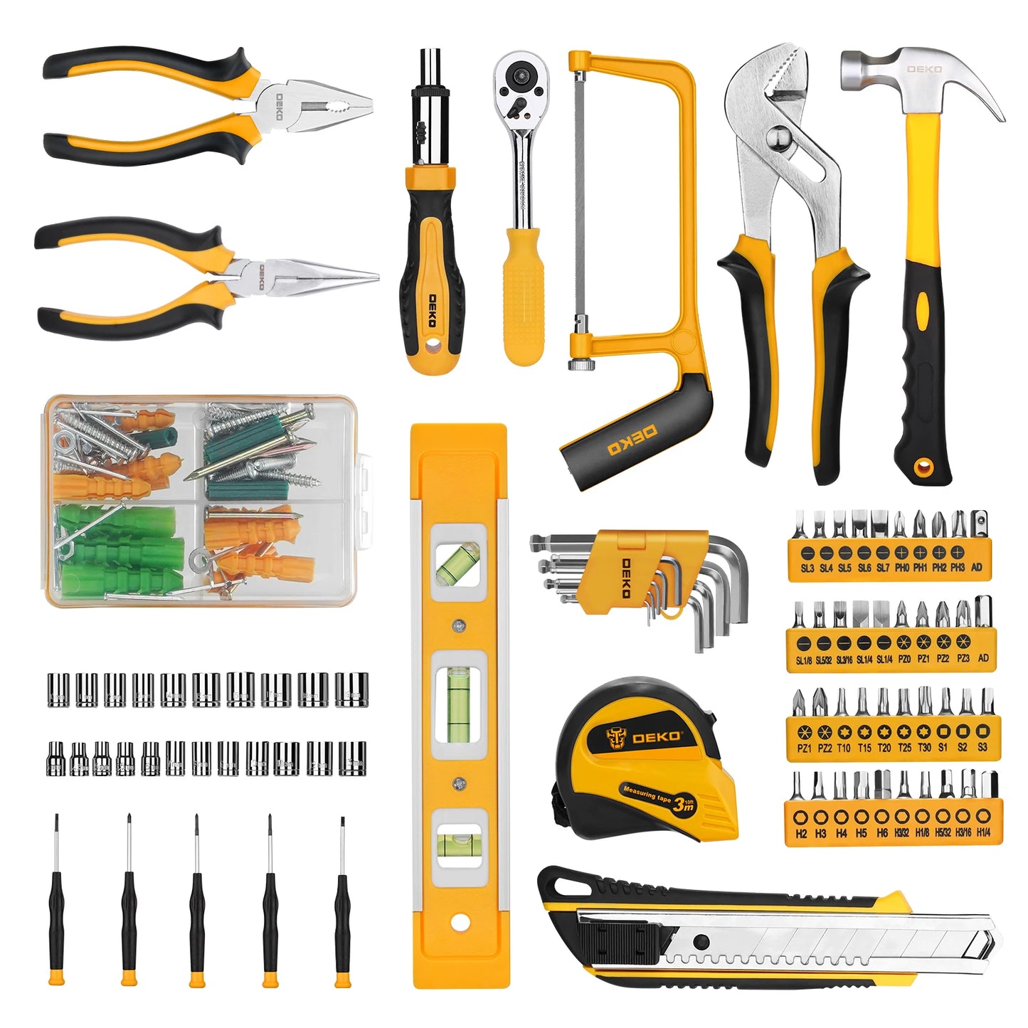 DEKOPRO 228Pcs Socket Wrench Auto Repair Tool Set Case