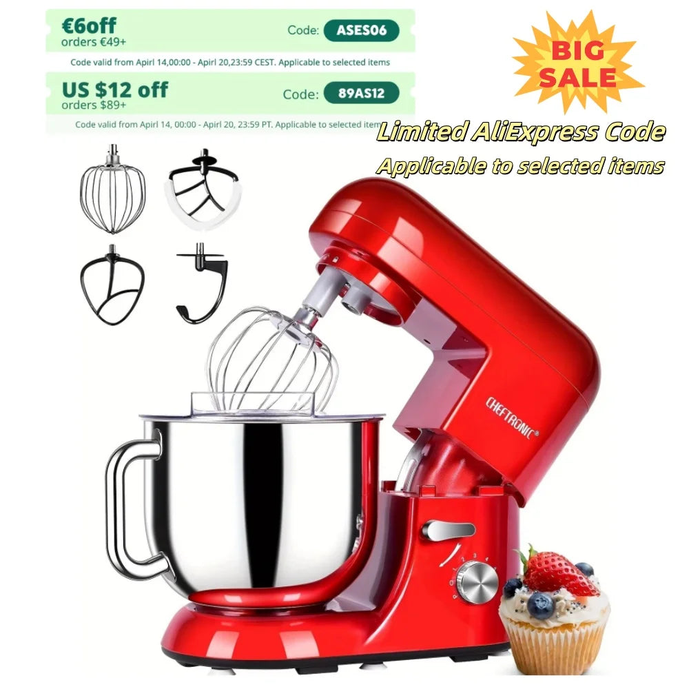 Cheftronic Stand Mixer 650W Tilt-Head 6-Speed With Accessories