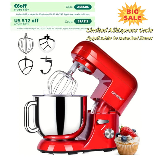 Cheftronic Stand Mixer 650W Tilt-Head 6-Speed With Accessories