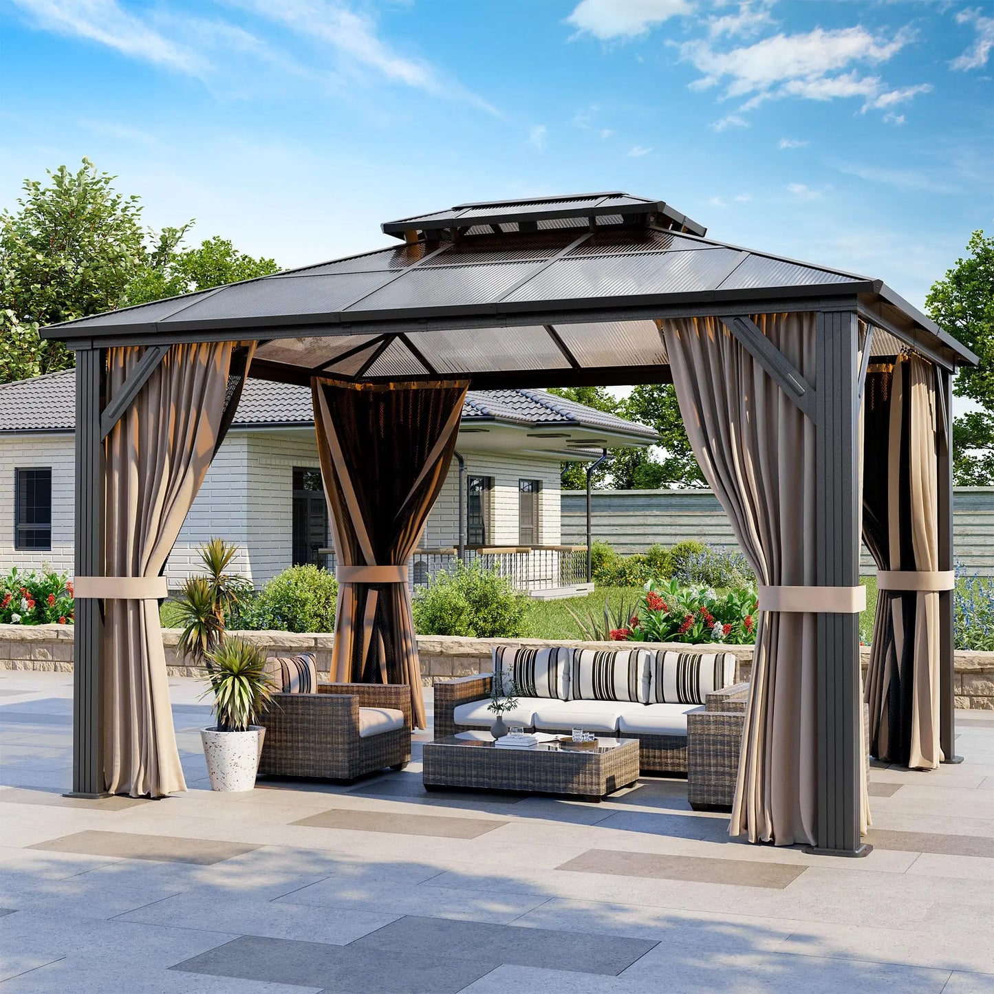 AirWire Gazebo Hardtop With Aluminum Frame And Galvanized Roof