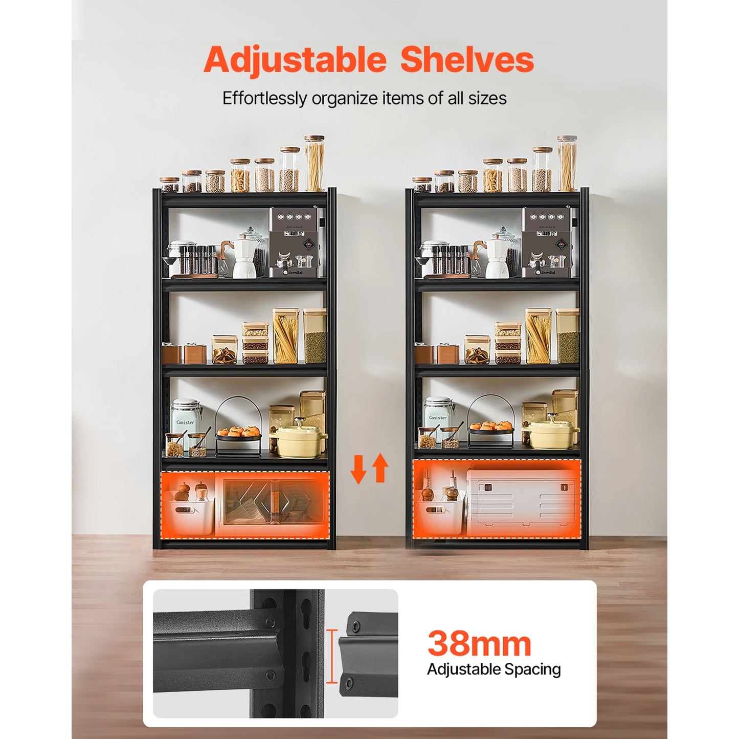 VEVOR 5-Tier Garage Storage Shelves Heavy Duty Metal Rack
