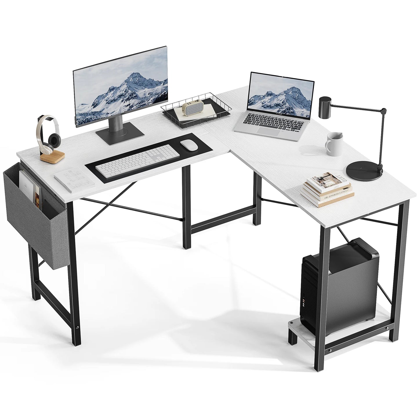 JHK Gaming Corner Desk With CPU Storage And Side Bag