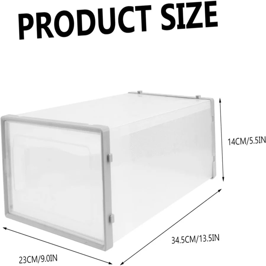Large Stackable Plastic Shoe Storage Boxes Dustproof Transparent Display Cabinet