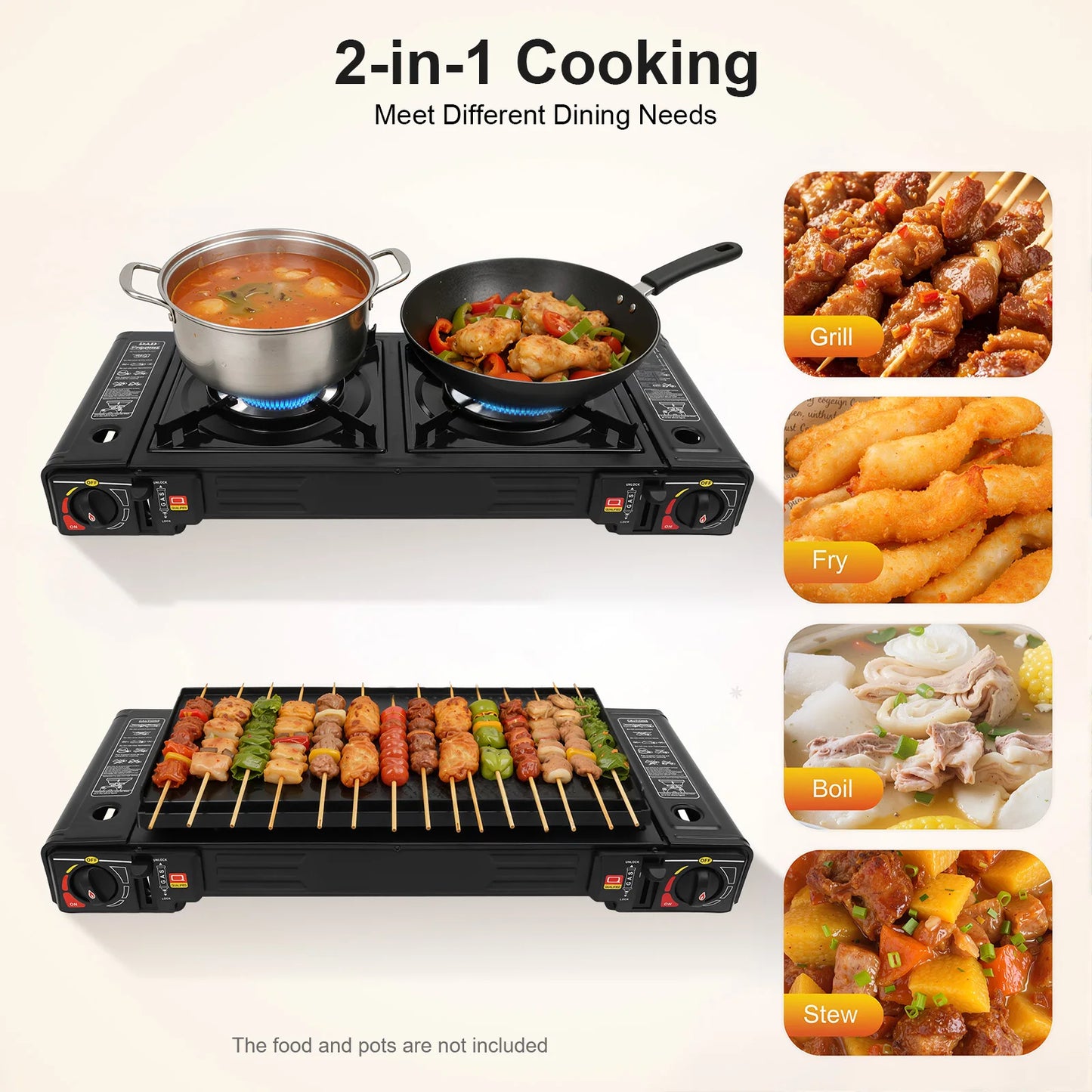 Portable 2500W Camping Stove With Baking Tray And Case