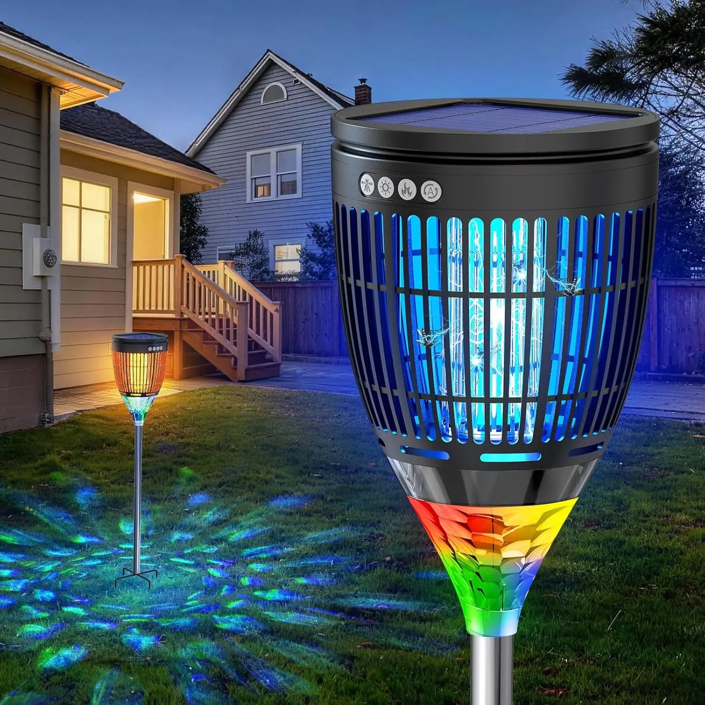 Solar Bug Zapper Outdoor 4200V 3-In-1 Mosquito Zapper RGB