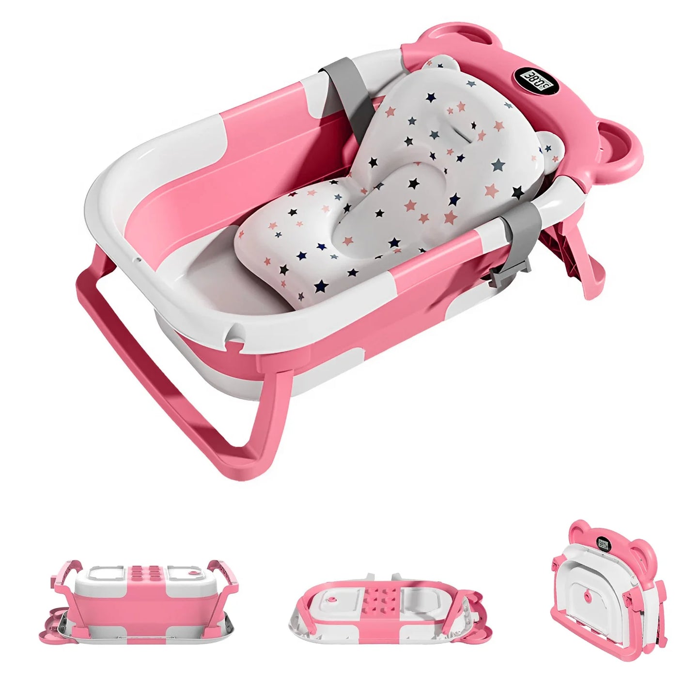 Portable Travel Baby Bathtub Collapsible With Thermometer And Drain