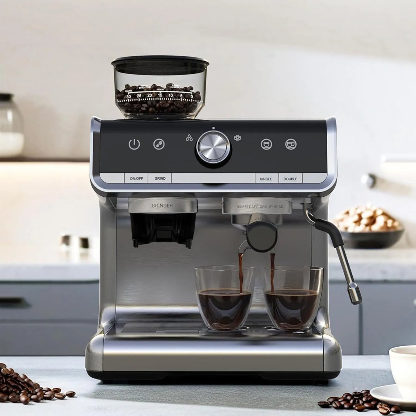 Acekool 20 Bar Semi Automatic Espresso Machine With Grinder