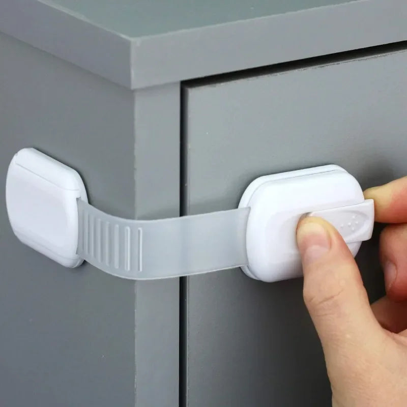 Baby Safety Locks for Cabinets and Drawers Adhesive Latch Straps
