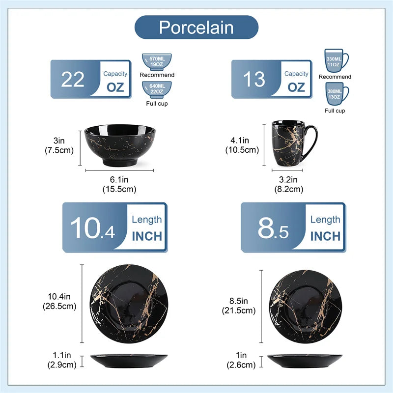 Porcelain Dinnerware Set With Splash Design