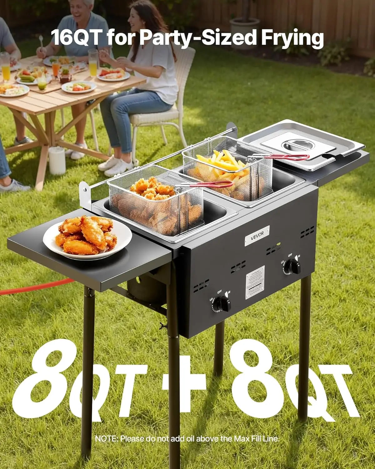 XMSJ Outdoor Propane Fryer Dual Tank Dual Basket For Restaurants