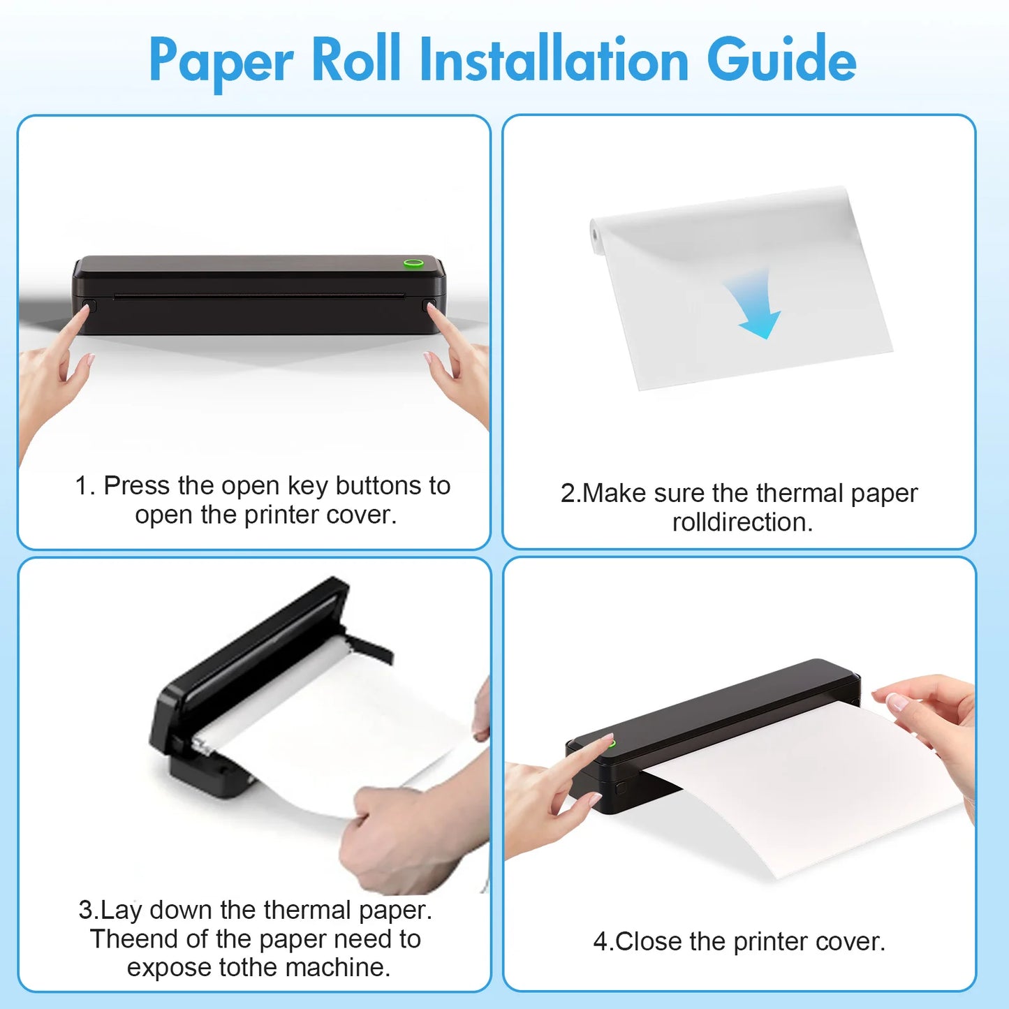 Portable Wireless Inkless Thermal Label Printer For Travel And Office