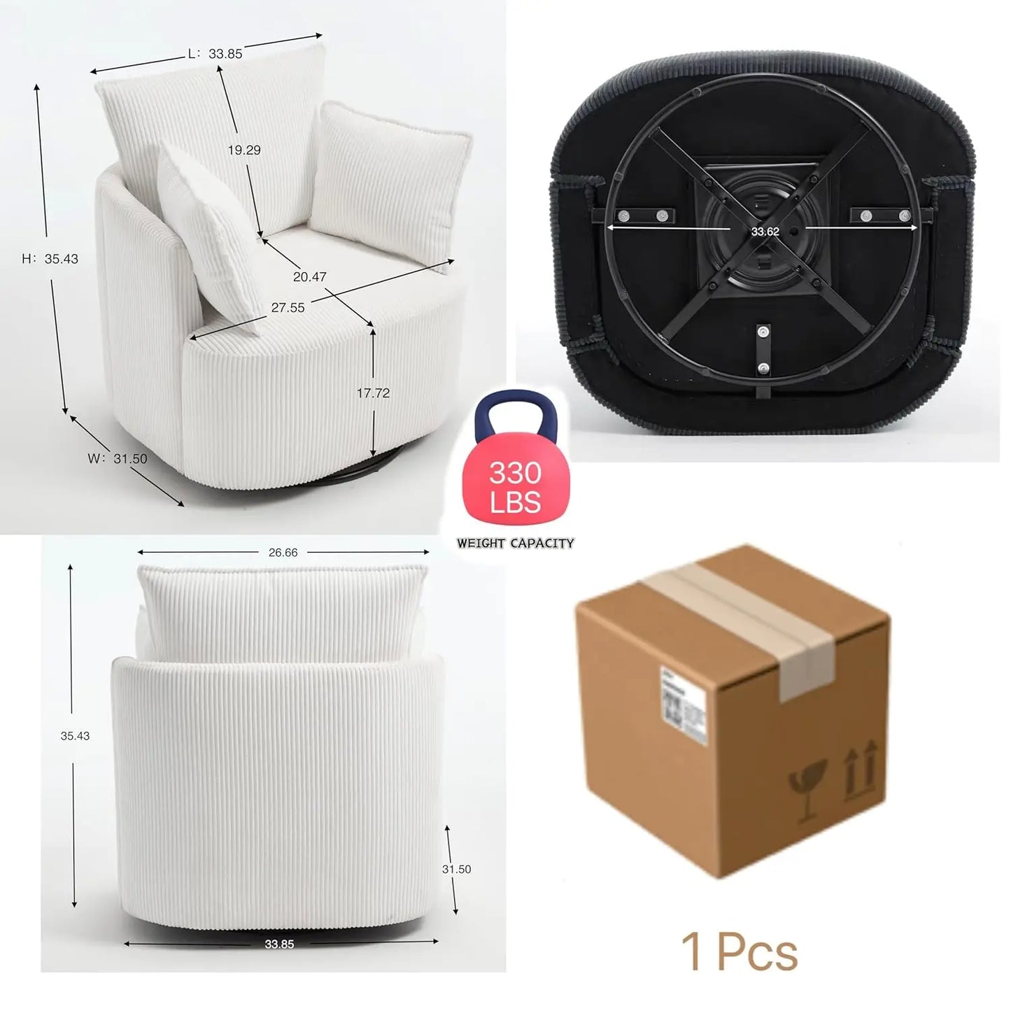Swivel Accent Chair Upholstered Living Room Recliner