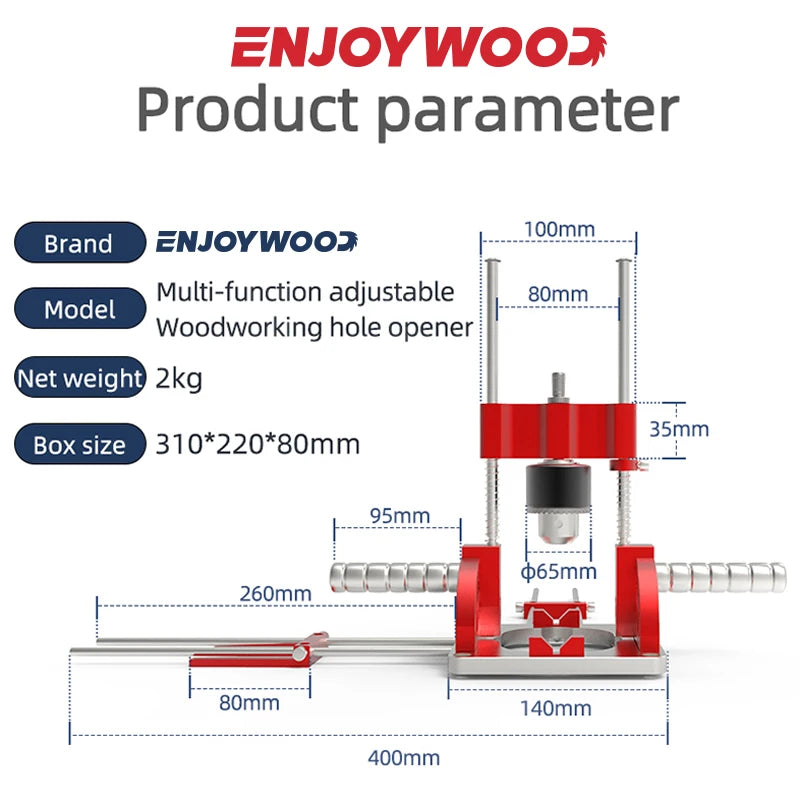 Woodworking Aluminum Multi Angle Drill Guide With Handles And Hole Punch Locator