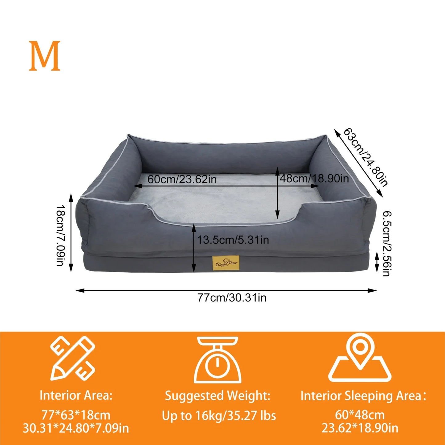 BINGOPAW Orthopedic Rectangular Dog Bed With Removable Cover