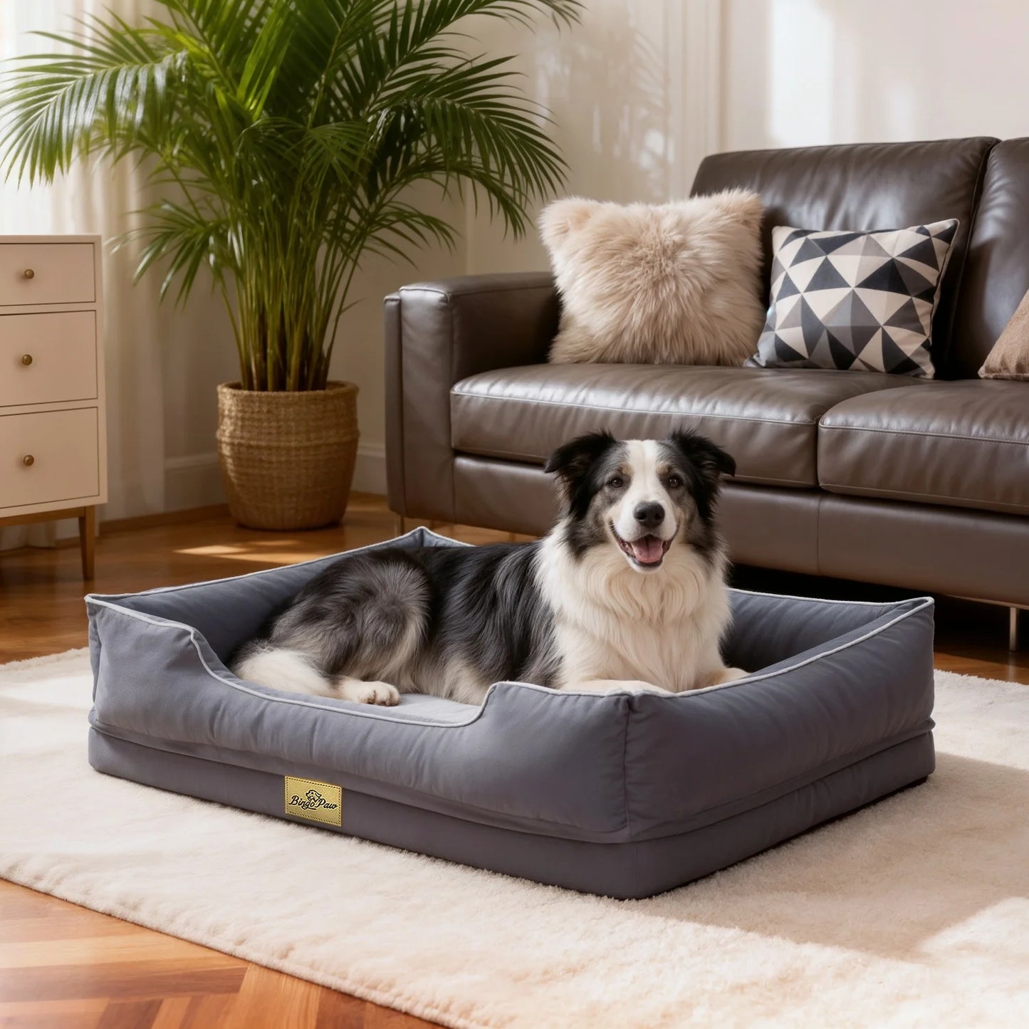 BINGOPAW Orthopedic Rectangular Dog Bed With Removable Cover