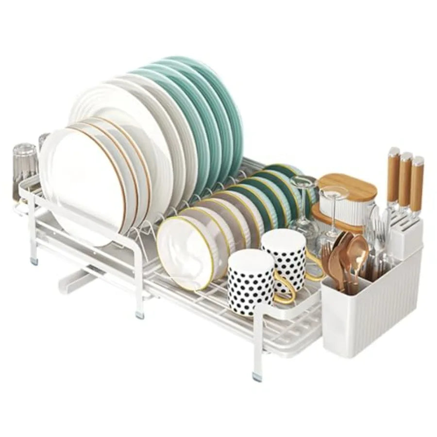 Expandable Dish Drying Rack Drainboard Rustproof Stainless Steel Utensil Holder