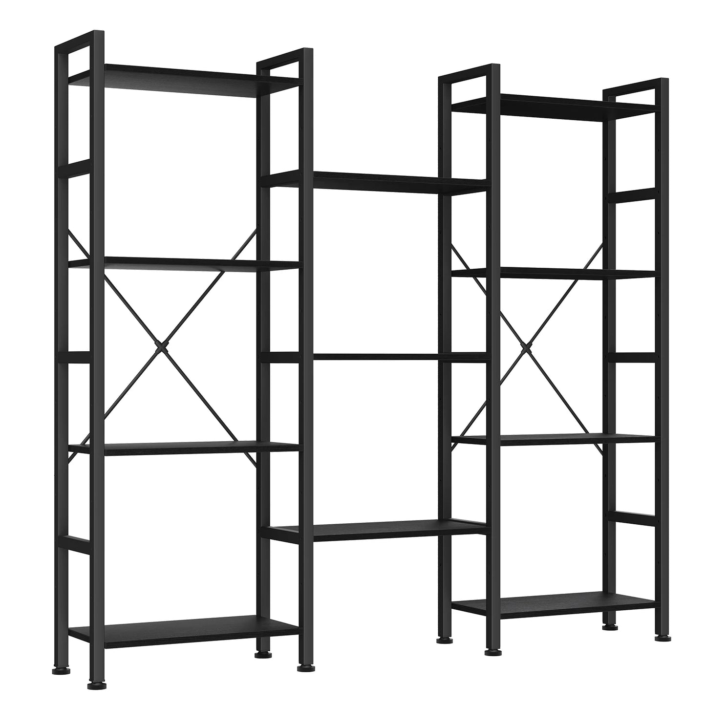 JHK 4 Tier Wide Display Bookshelf With Adjustable Shelves