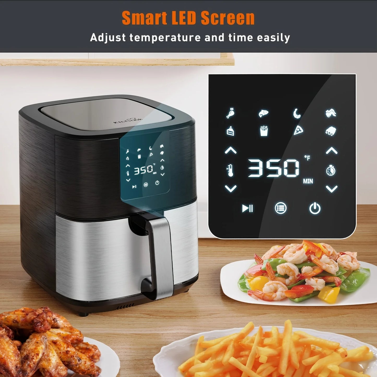 KitCook 1500W Air Fryer With Digital Touch Screen And 8 Presets