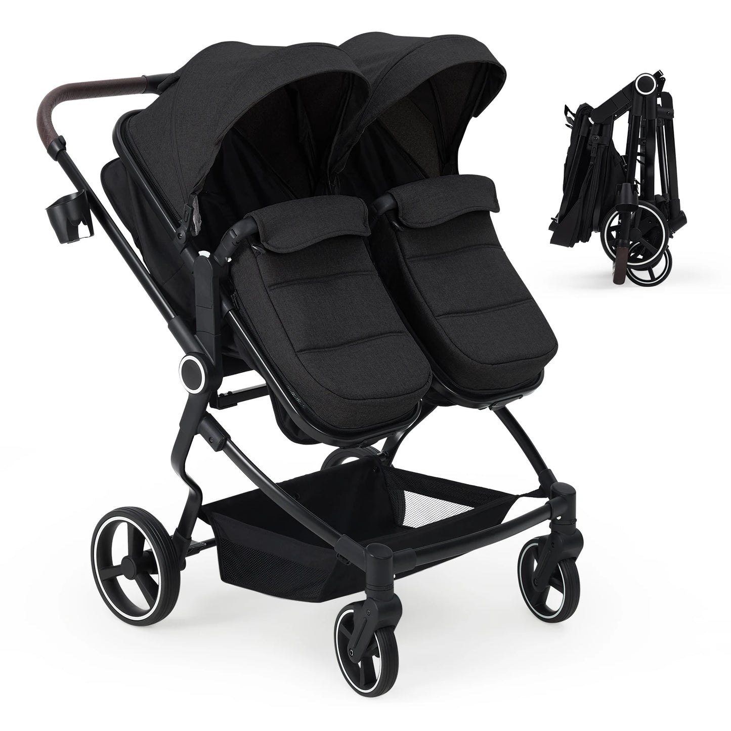 HiMISS Side By Side Twin Stroller Lightweight Foldable Travel