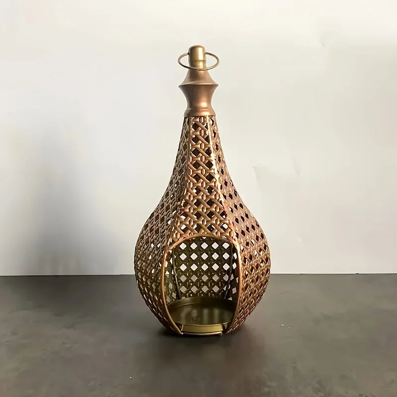 Elegant Metal Lantern Candle Holder Vintage Tea Light Hanging Lantern Home Decor