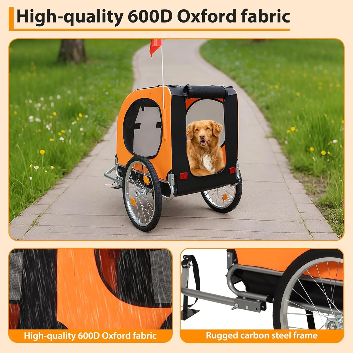TWISTER.CKB Dog Bike Trailer 88Lbs Capacity Foldable Carrier