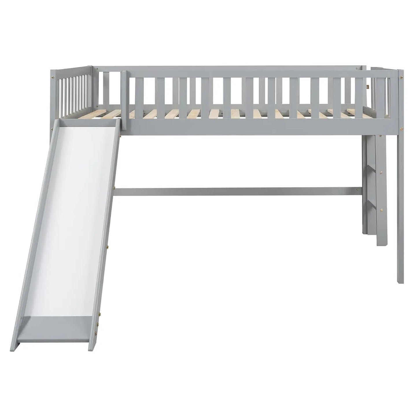 Loft Bed With Slide For Kids In Wood Durable Design