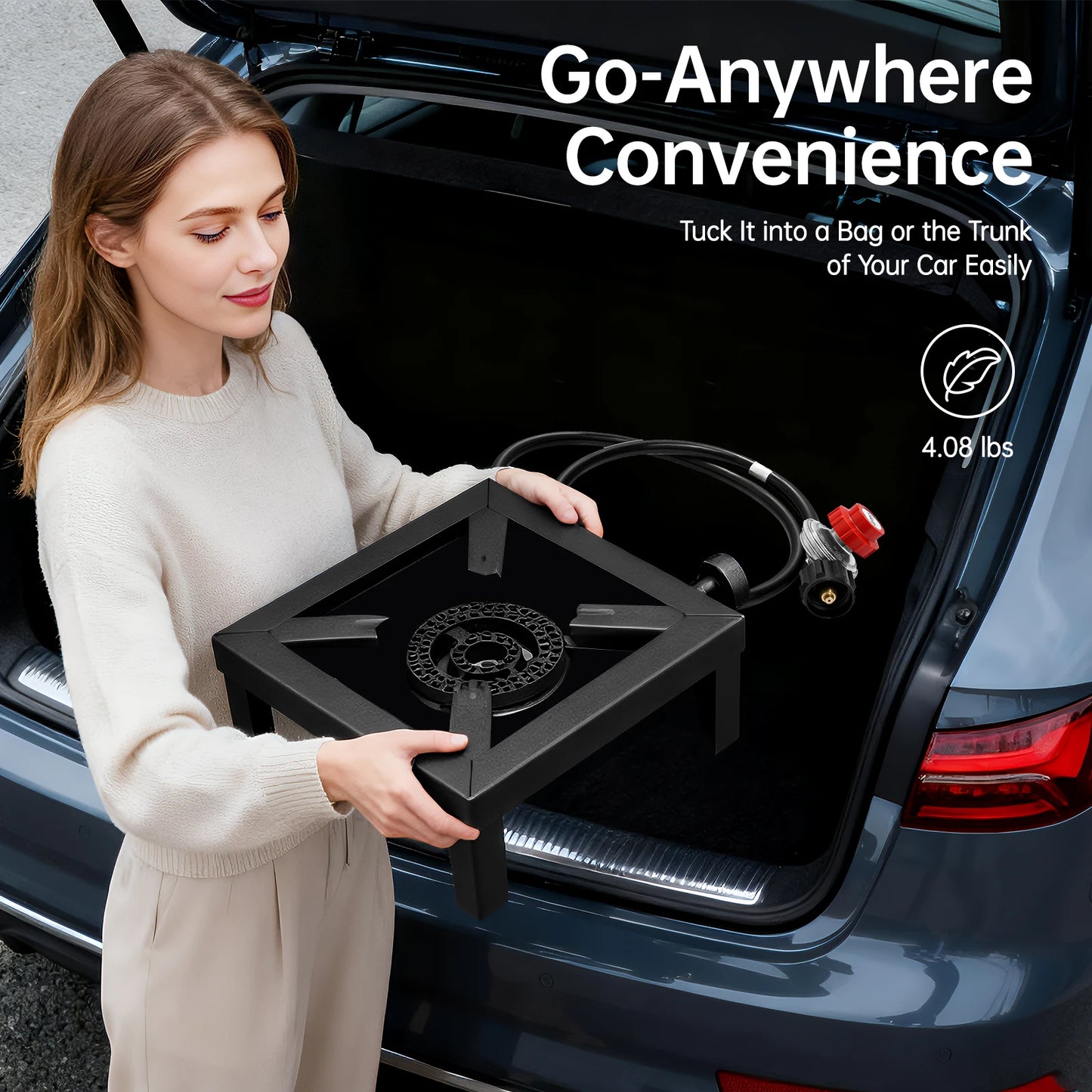 Portable Single Burner Outdoor Gas Stove With Adjustable Regulator Hose