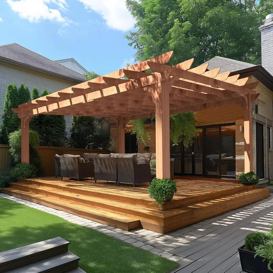 Cedar Wood Pergola Gazebo For Outdoor Patio Shelter