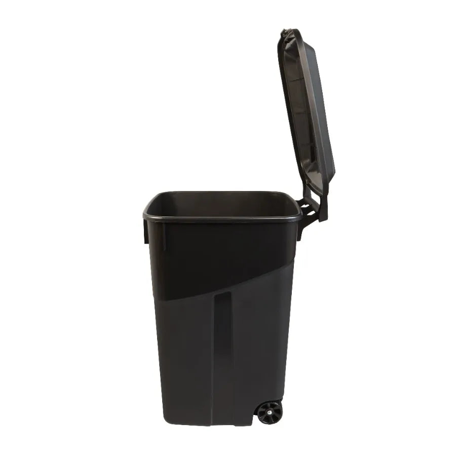 Wheeled Heavy Duty Plastic Garbage Can With Attached Lid