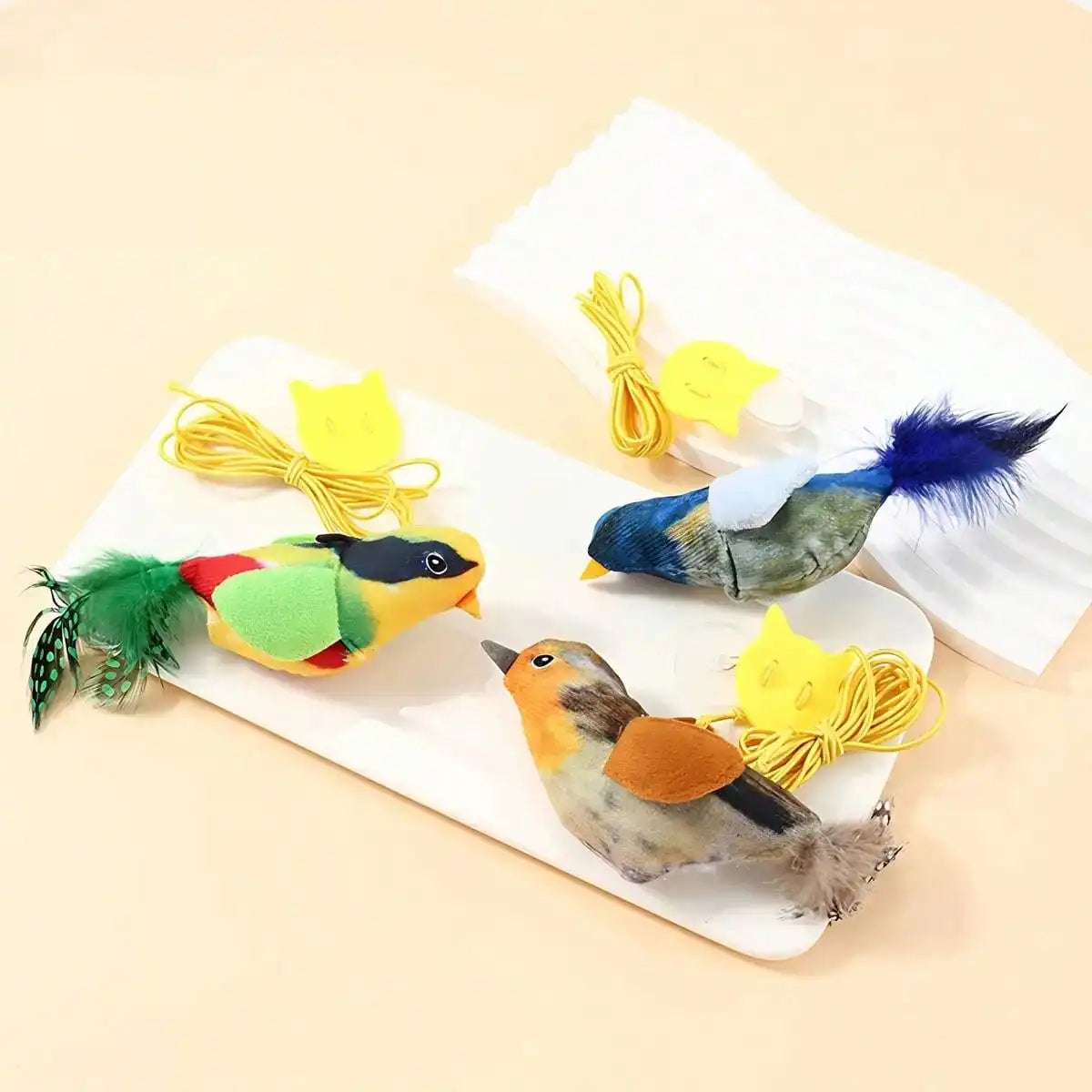 Interactive Cat Toy With Realistic Bird Sounds Battery Free Hanging Soft Plush
