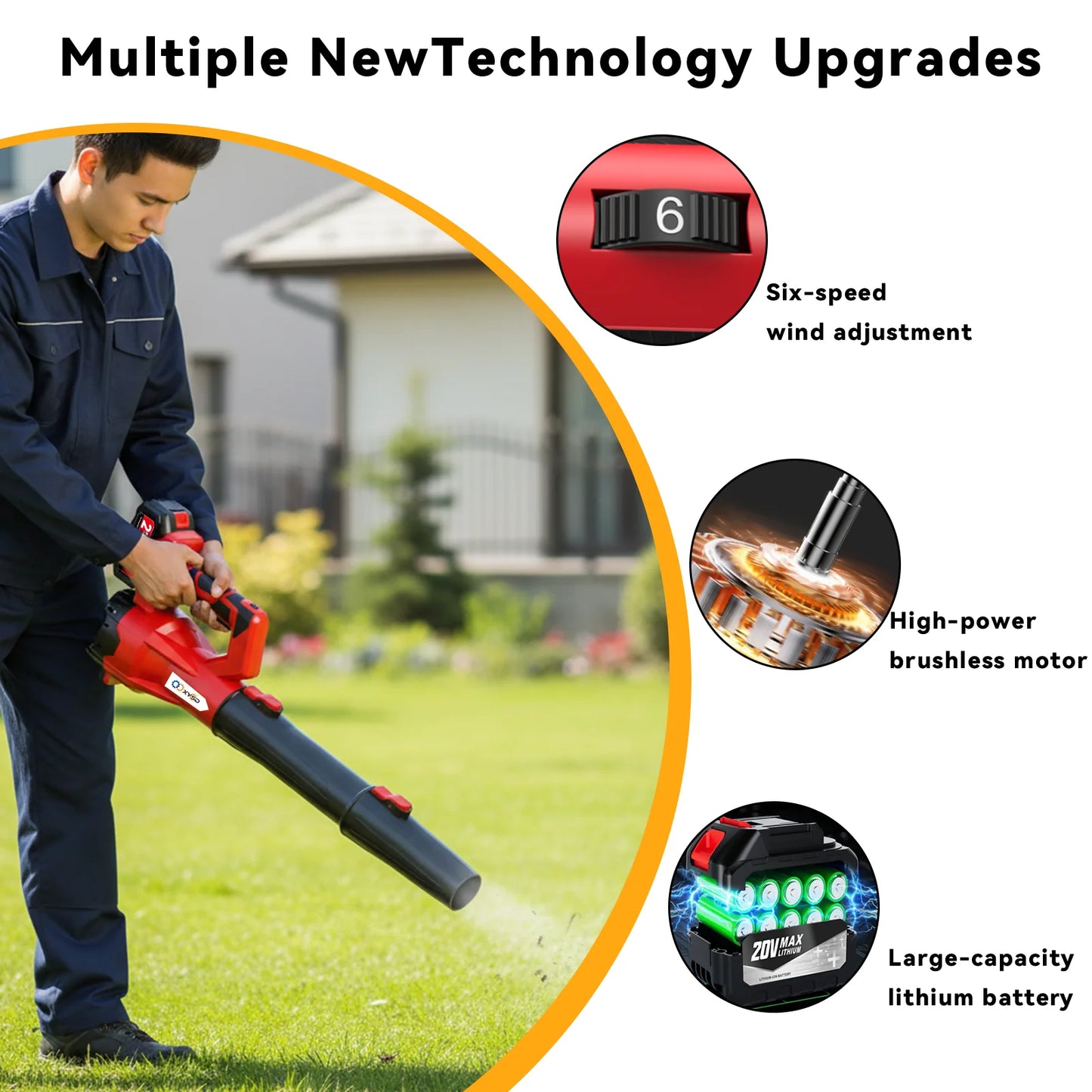 XYSD Cordless Leaf Blower 650 CFM with 21V Battery