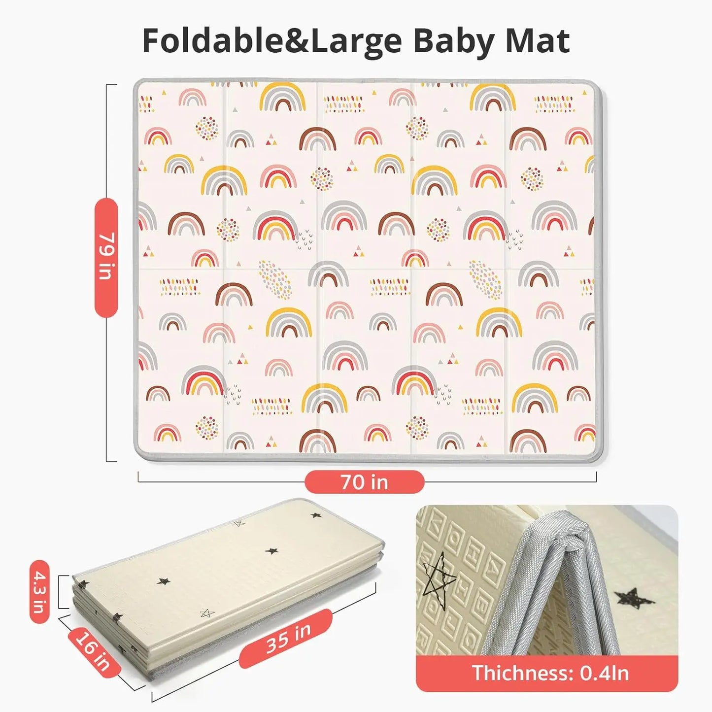Foldable Baby Play Mat Safe Foam Tummy Time Surface