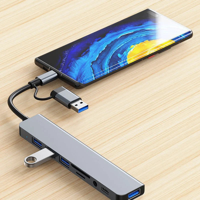OULLX 8-In-1 USB-C Hub Docking Station With 3.5mm Audio