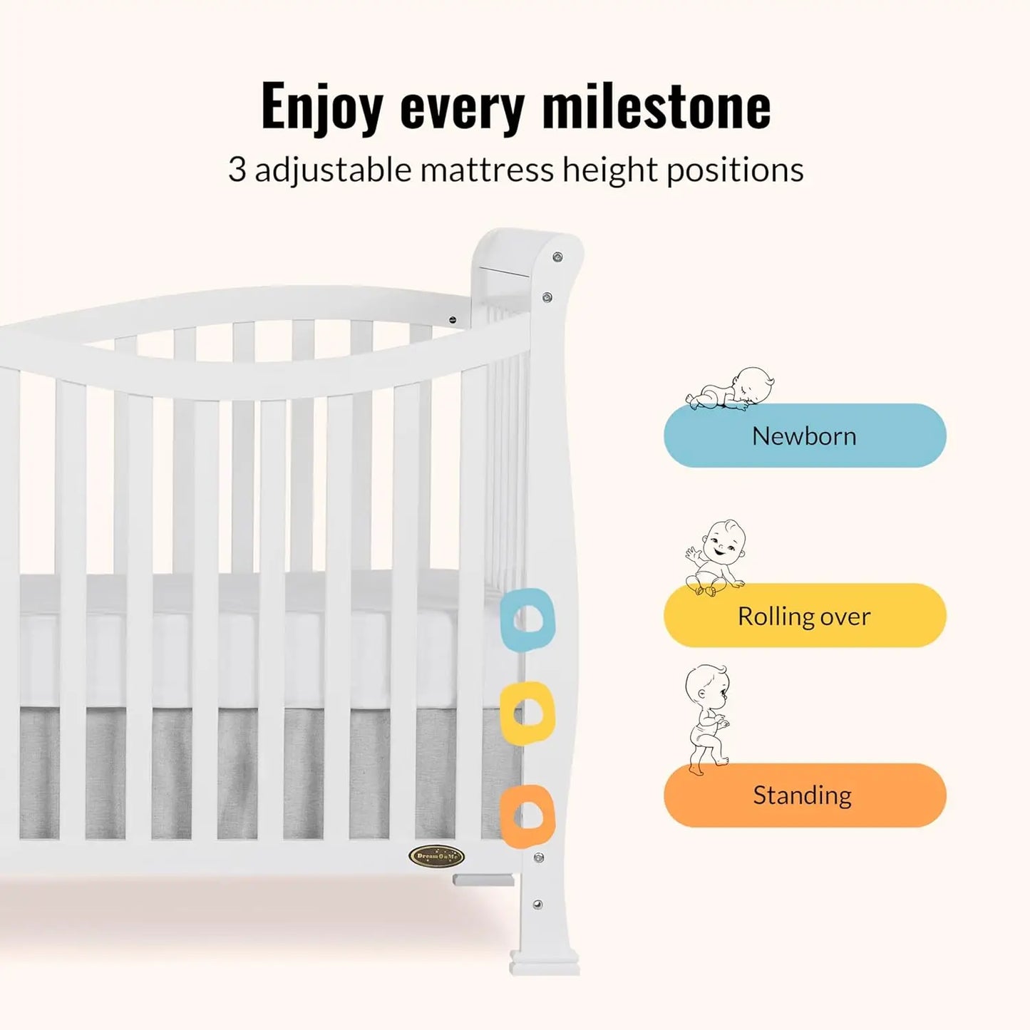 Greenguard Gold Certified 7-in-1 Convertible Baby Crib Sustainable Pinewood