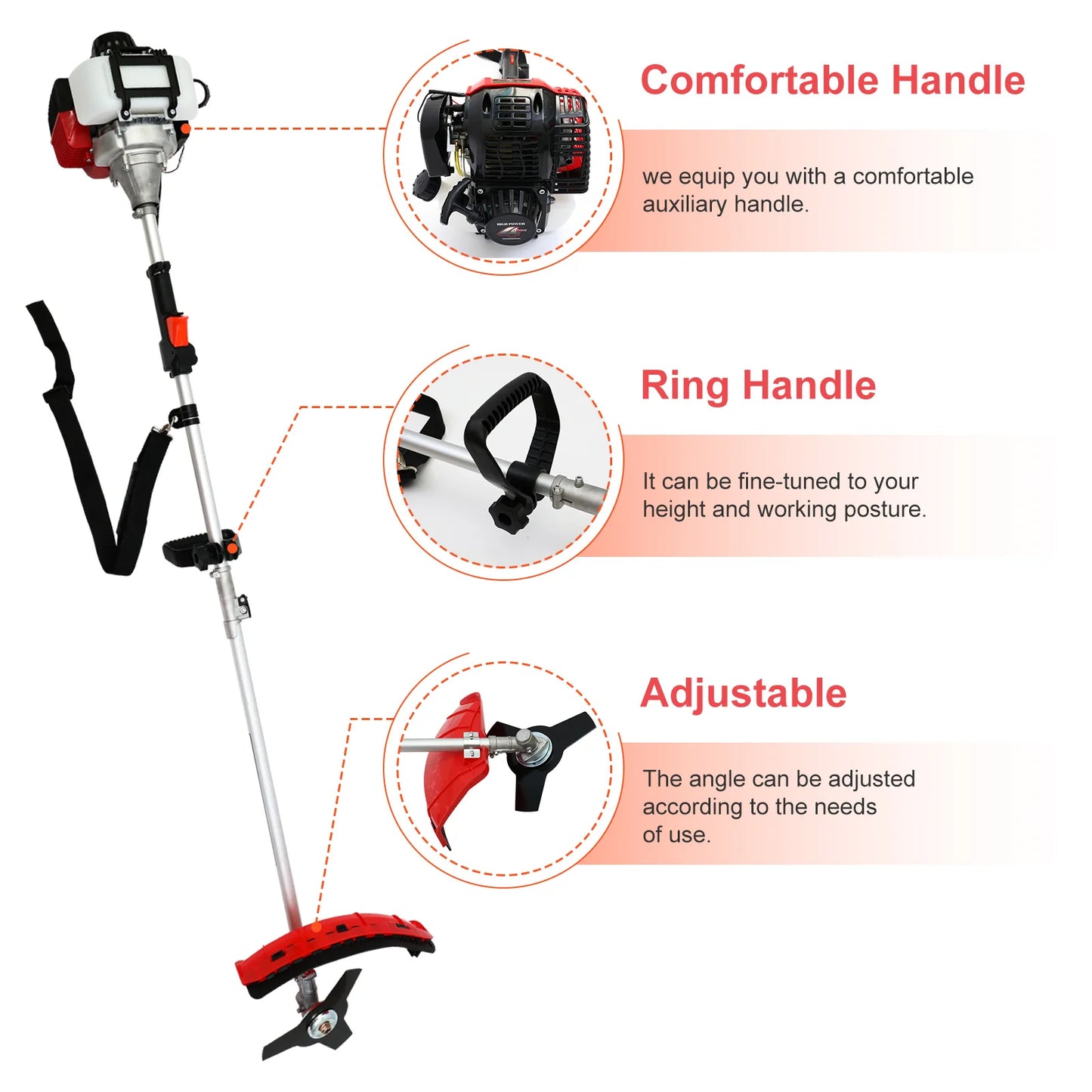 4-Stroke Gas Weed Eater 31cc Straight Shaft Trimmer
