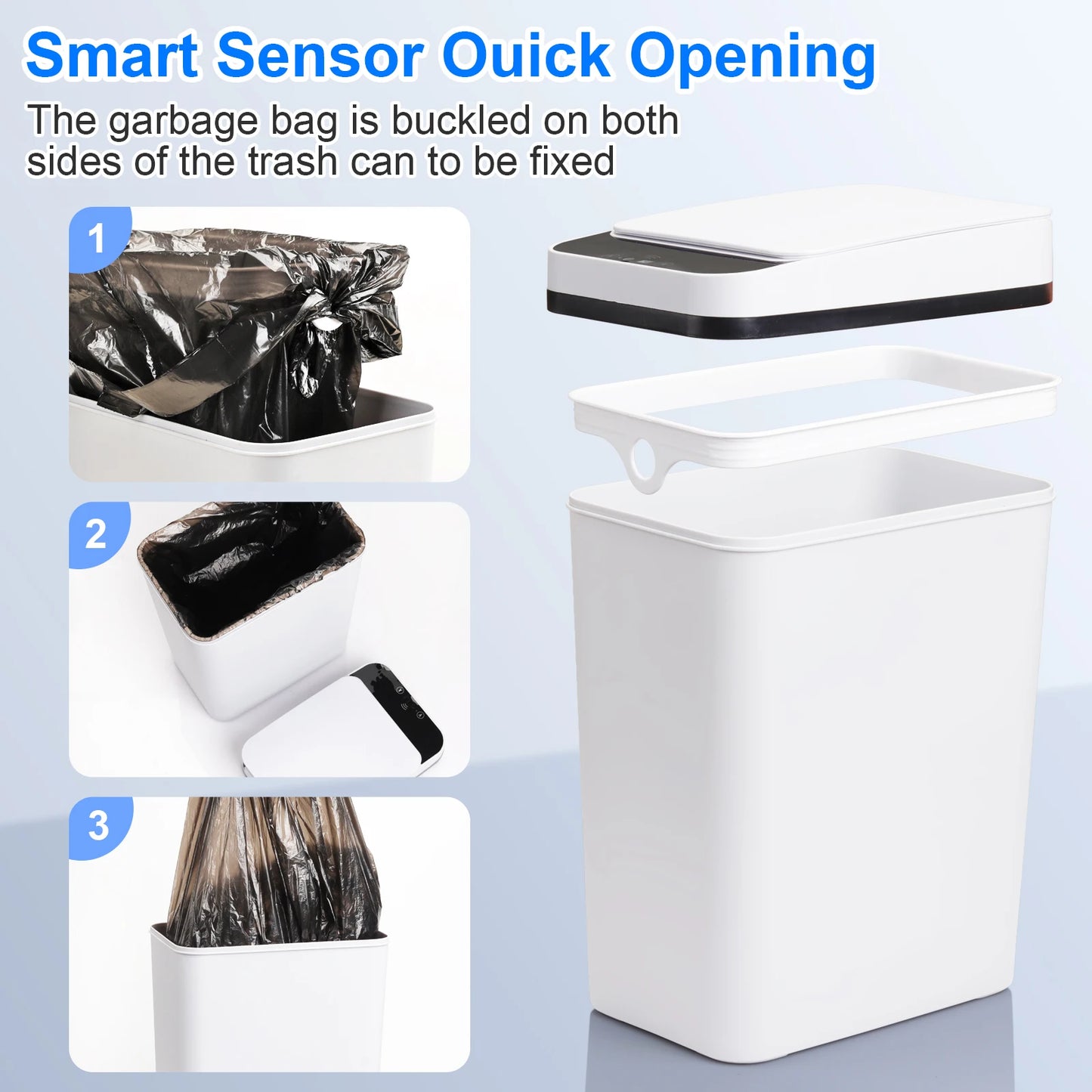 Touchless Bathroom Trash Cans With Lid 2 Pack Slim Design