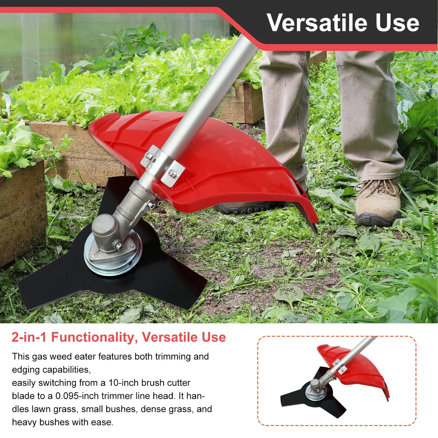 4-Stroke Gas Weed Eater 31cc Straight Shaft Trimmer